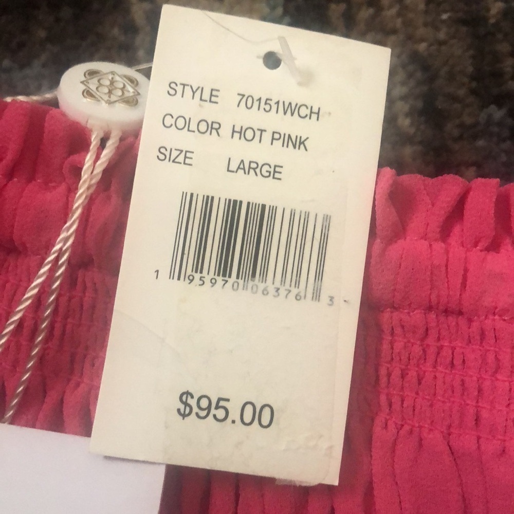 NWT WAYF Hot Pink Ruched Ruffled Puff Sleeve Cropped Top - Picture 9 of 9